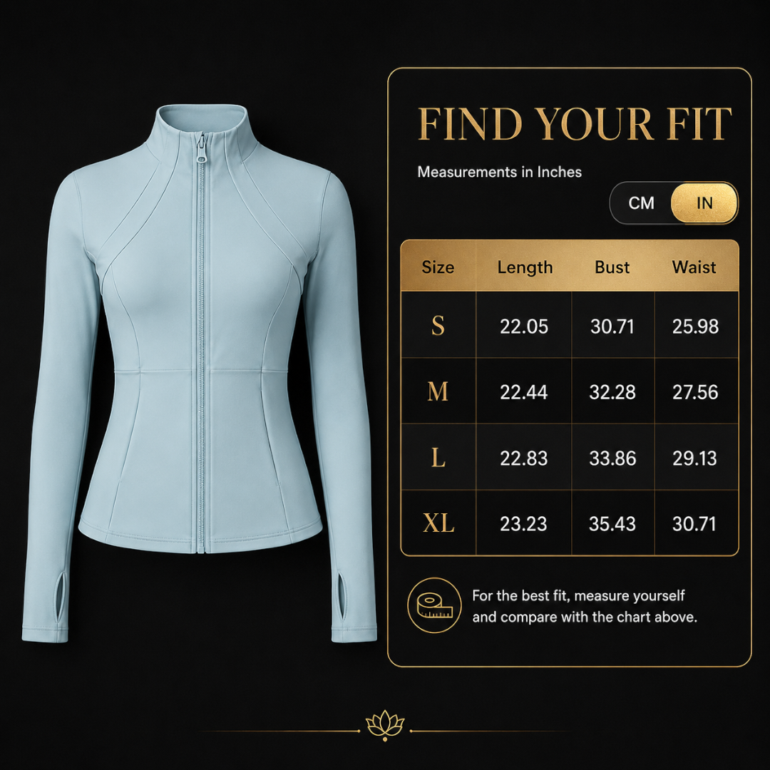 Women’s Slim Fit Yoga Jacket | Quick Dry Long Sleeve Workout Zip Top | Running Layer | Sculpted Fitness Jacket