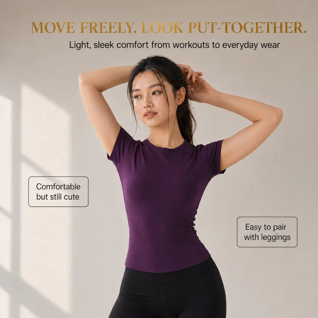 Women’s Fitted Workout Tee | Quick Dry Yoga Top | Short Sleeve Running Shirt | Gym Exercise Clothing Jumartins