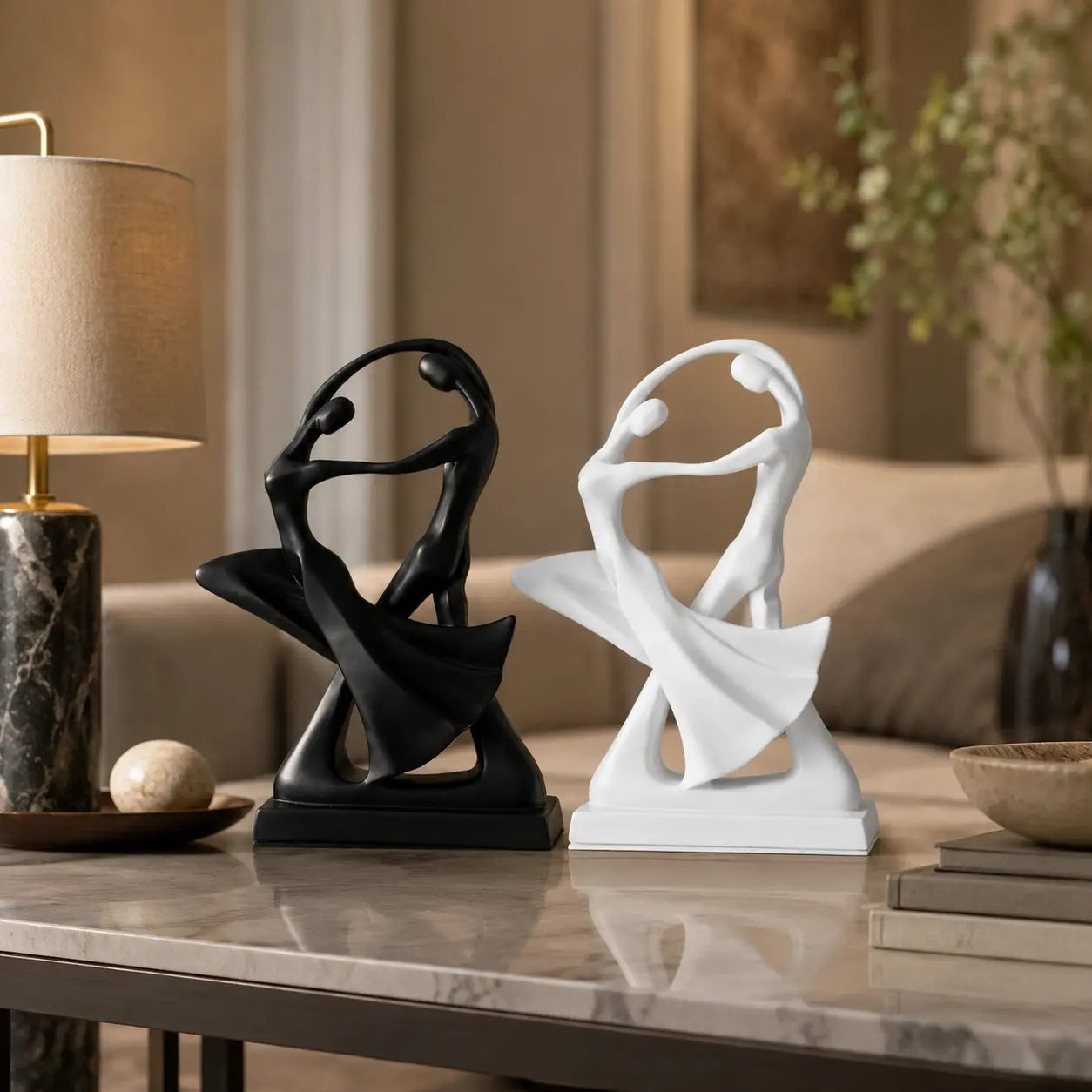 Abstract Dancer Sculpture | Couple Dance Ornament | Modern Desktop Decor | Shelf Accent | Home Office Table Figurine Jumartins