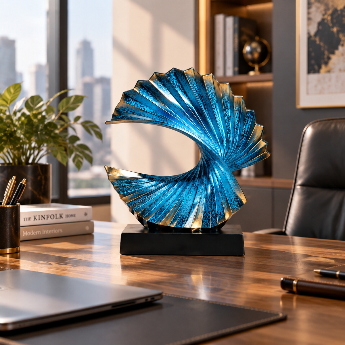 Abstract Wave Resin Sculpture | Modern Art Figurine Home Decor | Elegant Desktop Accent For Living Room Bedroom Study