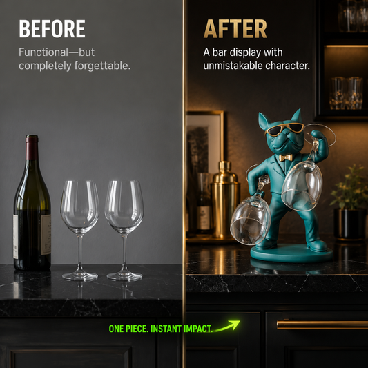 Frenchie Dog Wine Glass Stand – Modern Resin Home Decoration
