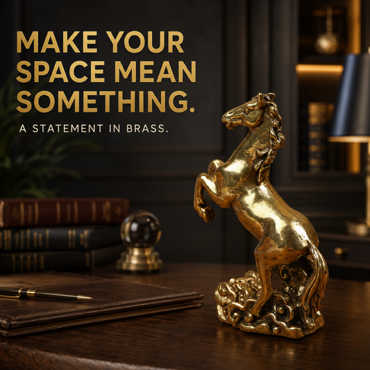 Brass Horse Statue – Chinese Zodiac Desktop Sculpture for Home Decor