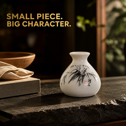 Retro Chinese Style Mini Ceramic Vase – White Niche Home Decor Ornament