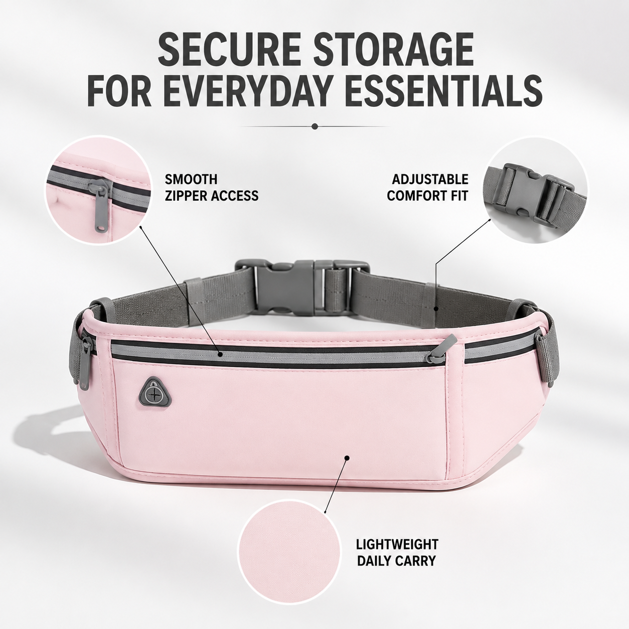 Running Waist Pack | Slim Sport Belt Bag | Portable Fanny Pack | Adjustable Strap Bag | Travel Walking Pouch | Daily Carry Bag