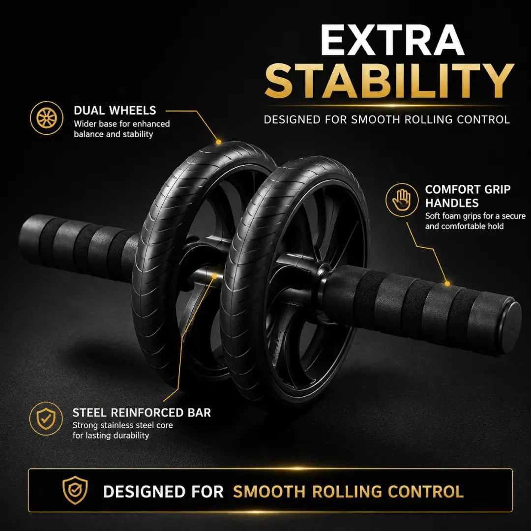 Dual Wheel Ab Roller | Silent Core Exercise Wheel | Home Gym Workout Equipment | Abdominal Muscle Trainer | Fitness Roller Jumartins