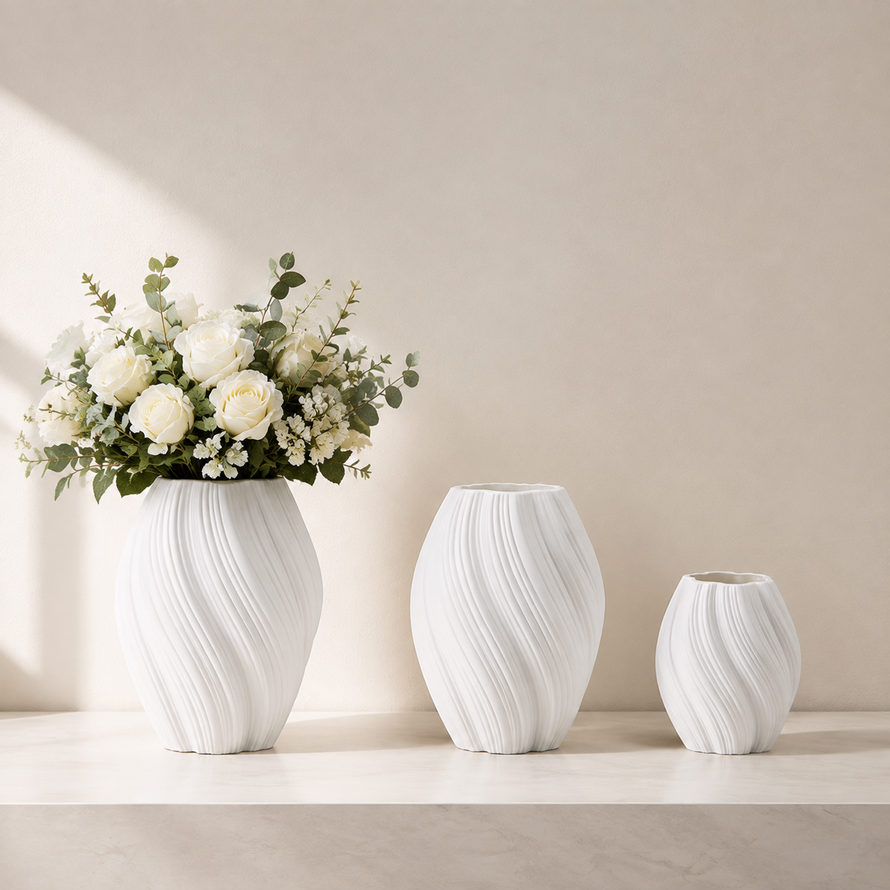 Wave Shaped Vase Decor | Modern Flower Vase Centerpiece | Home Table Decoration | Living Room Office Accent | Wedding Display