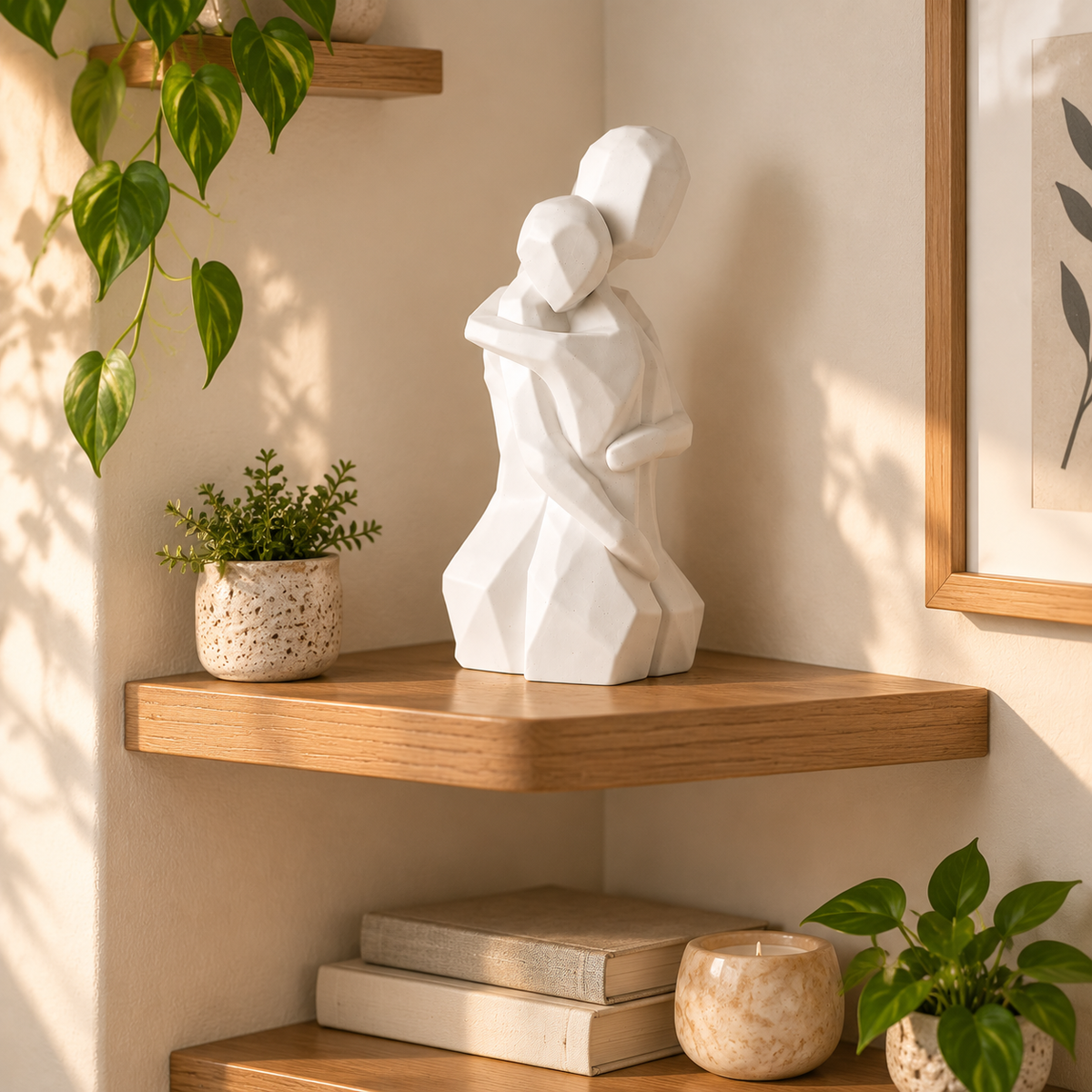 Couple Hug Sculpture | Romantic Love Figurine Home Decor | Meaningful Gift For Couples Anniversary Wedding Living Room