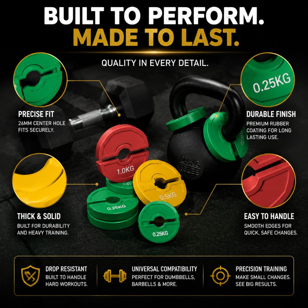 Fractional Weight Plates for Dumbbells & Barbells | Micro Weight Plates for Progressive Overload Training | Gym Weight Add On Plate