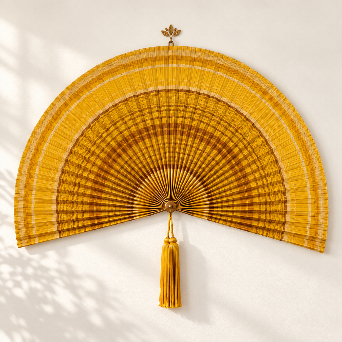 Bamboo Folding Fan Wall Decor | Large Statement Wall Hanging | Boho Home Accent | Living Room Bedroom Feature Decor