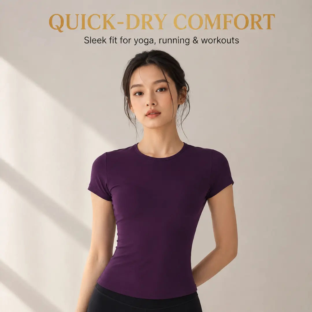 Women’s Fitted Workout Tee | Quick Dry Yoga Top | Short Sleeve Running Shirt | Gym Exercise Clothing Jumartins