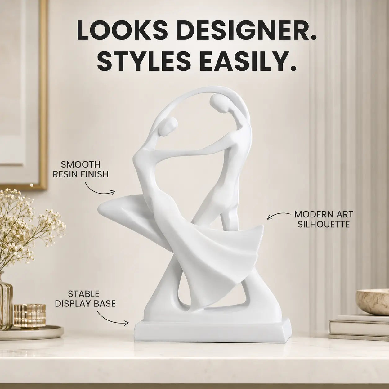 Abstract Dancer Sculpture | Couple Dance Ornament | Modern Desktop Decor | Shelf Accent | Home Office Table Figurine Jumartins