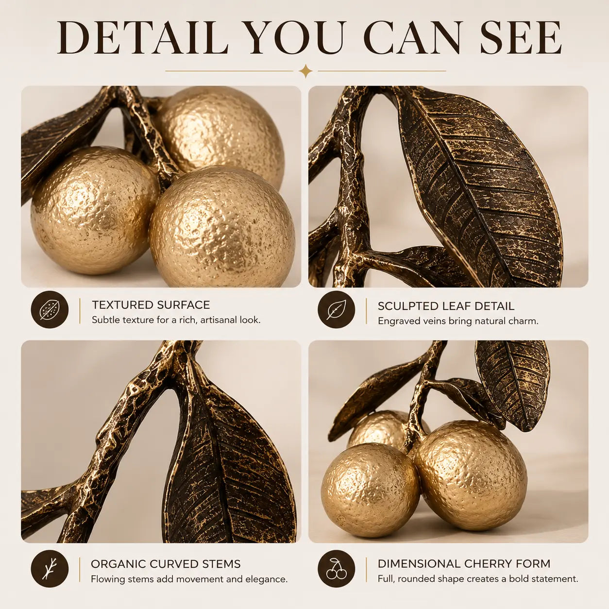 Golden Lemon Sculpture Decor | Decorative Fruit Table Accent | Modern Shelf Ornament | Kitchen Dining Room Display | Housewarming Gift Jumartins