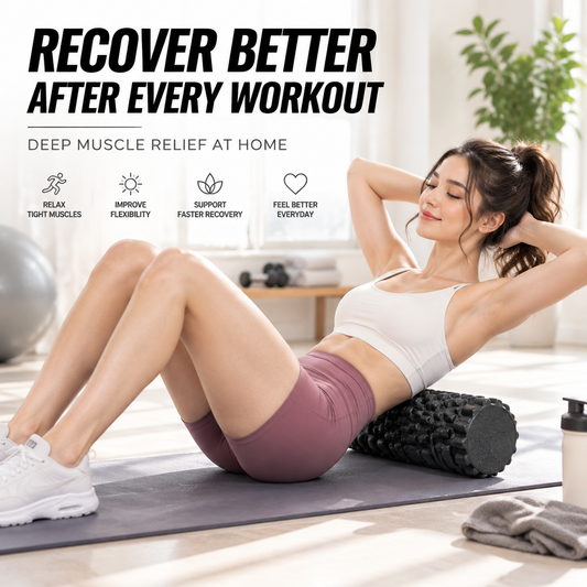 33cm Fitness Foam Roller | Textured Yoga Massage Roller | Pilates Recovery Exercise Tool | Muscle Massage Roller For Home Gym Workouts