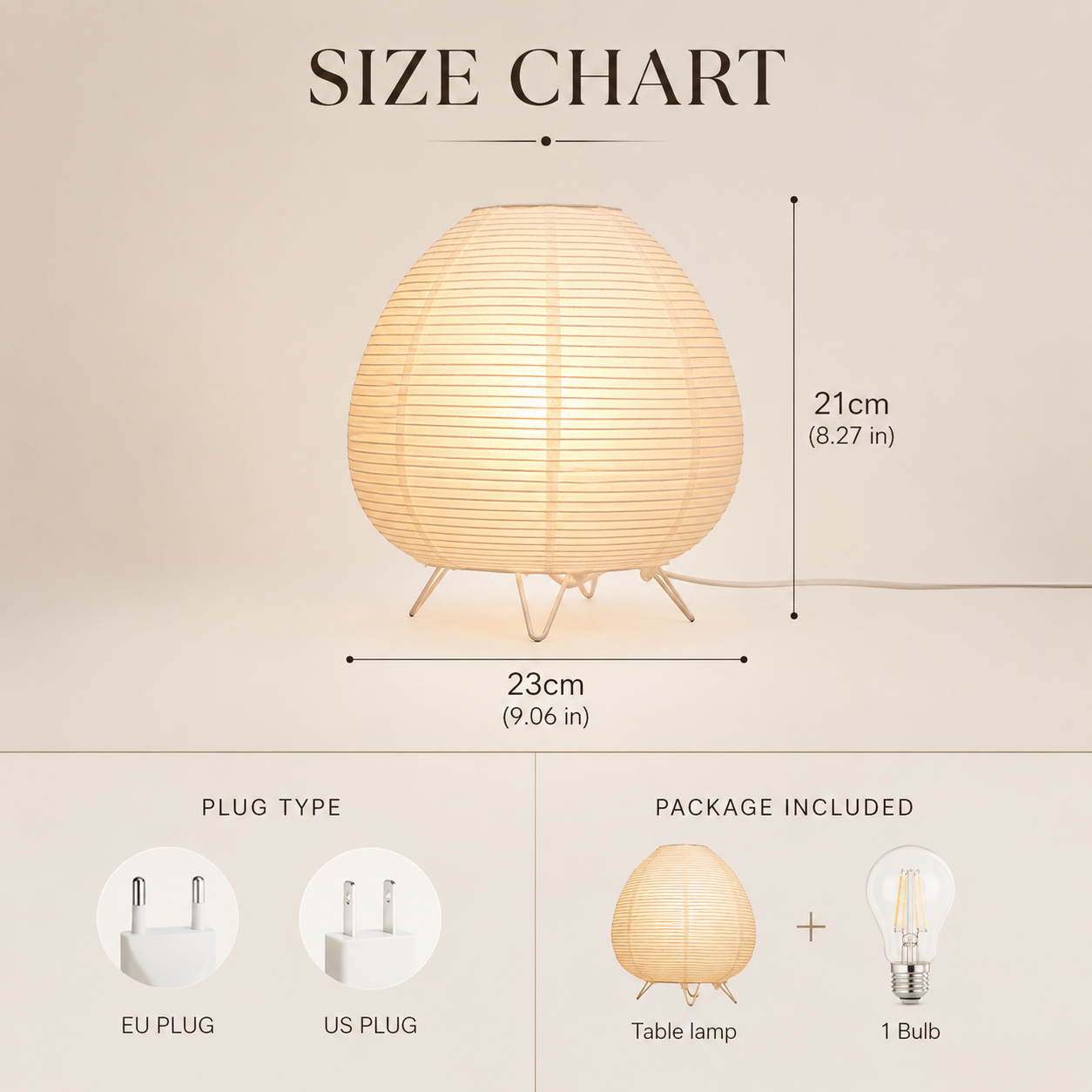 Rice Paper Table Lamp | Wabi Sabi Bedside Light | Plug In Desk Lighting | Japandi Bedroom Decor | Cozy Reading Room Accent