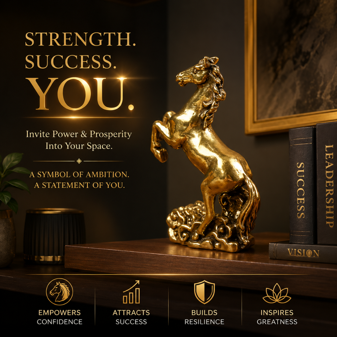 Brass Horse Statue – Chinese Zodiac Desktop Sculpture for Home Decor