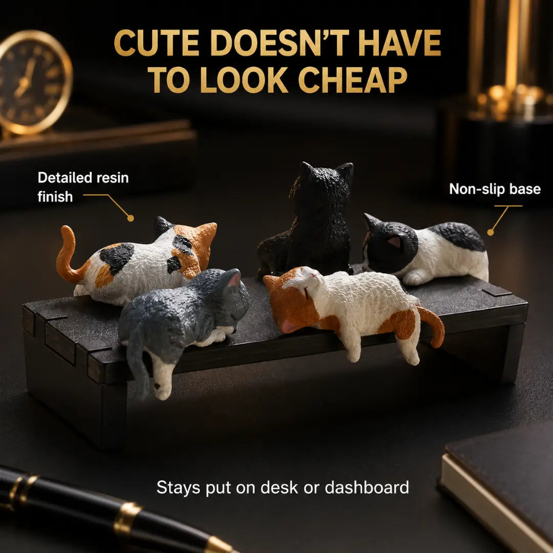 Cat Figurine Set, Resin Desk Decor, Cute Cat Gift, Mini Shelf Decor Jumartins