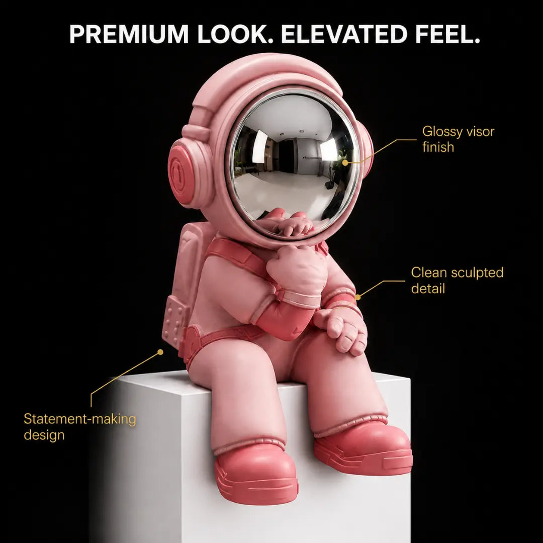 Astronaut Desk Decor, Space Shelf Statue, Headphone Figurine Gift, Sci Fi Ornament, Modern Office Accent, Cosmic Room Decor Jumartins