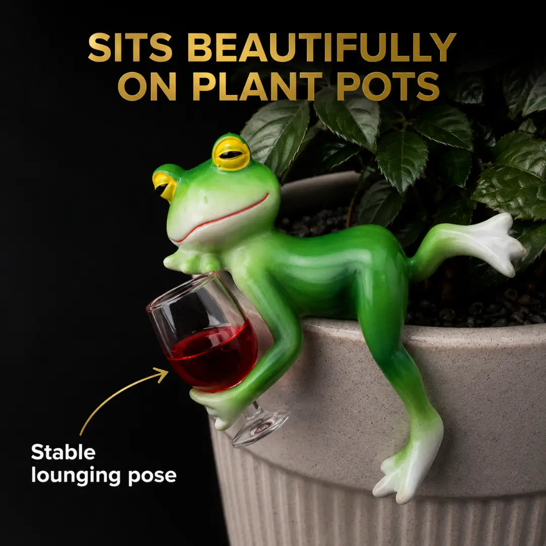 Wine Frog Pot Hanger, Frog Planter Decor, Garden Frog Gift, Funny Frog Figurine Jumartins