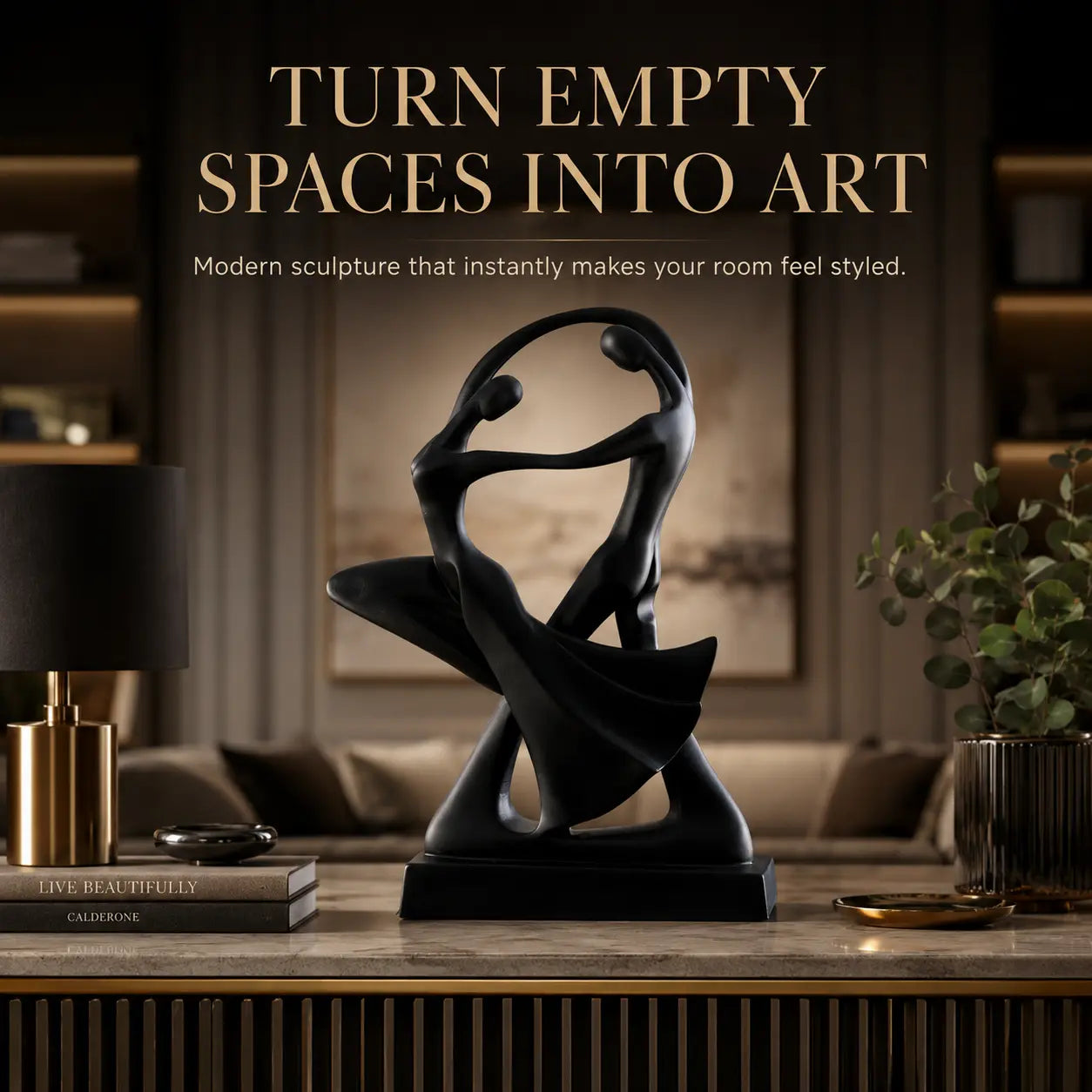 Abstract Dancer Sculpture | Couple Dance Ornament | Modern Desktop Decor | Shelf Accent | Home Office Table Figurine Jumartins