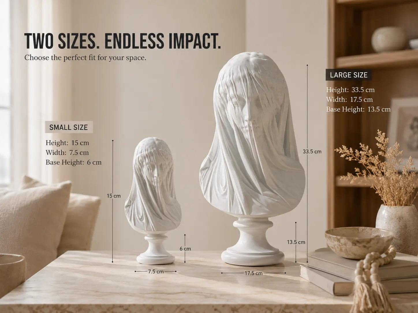 Veiled Lady Bust Sculpture | Greek Goddess Style Statue | White Maiden Figurine | Living Room Desk Bookshelf Decor Jumartins