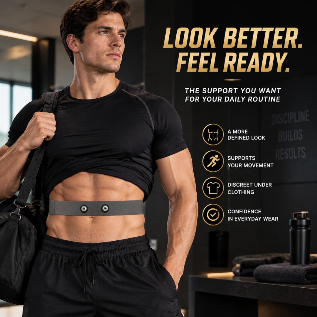 Men Waist Support Belt | Adjustable Body Shaping Band for Fitness Training, Core Support, Workout Wear and Everyday Confidence