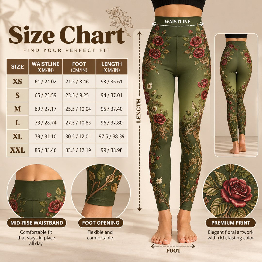 Gothic Rose Leggings | Women's Floral Pants | Dark Romantic Botanical Print | Alternative Halloween Fashion