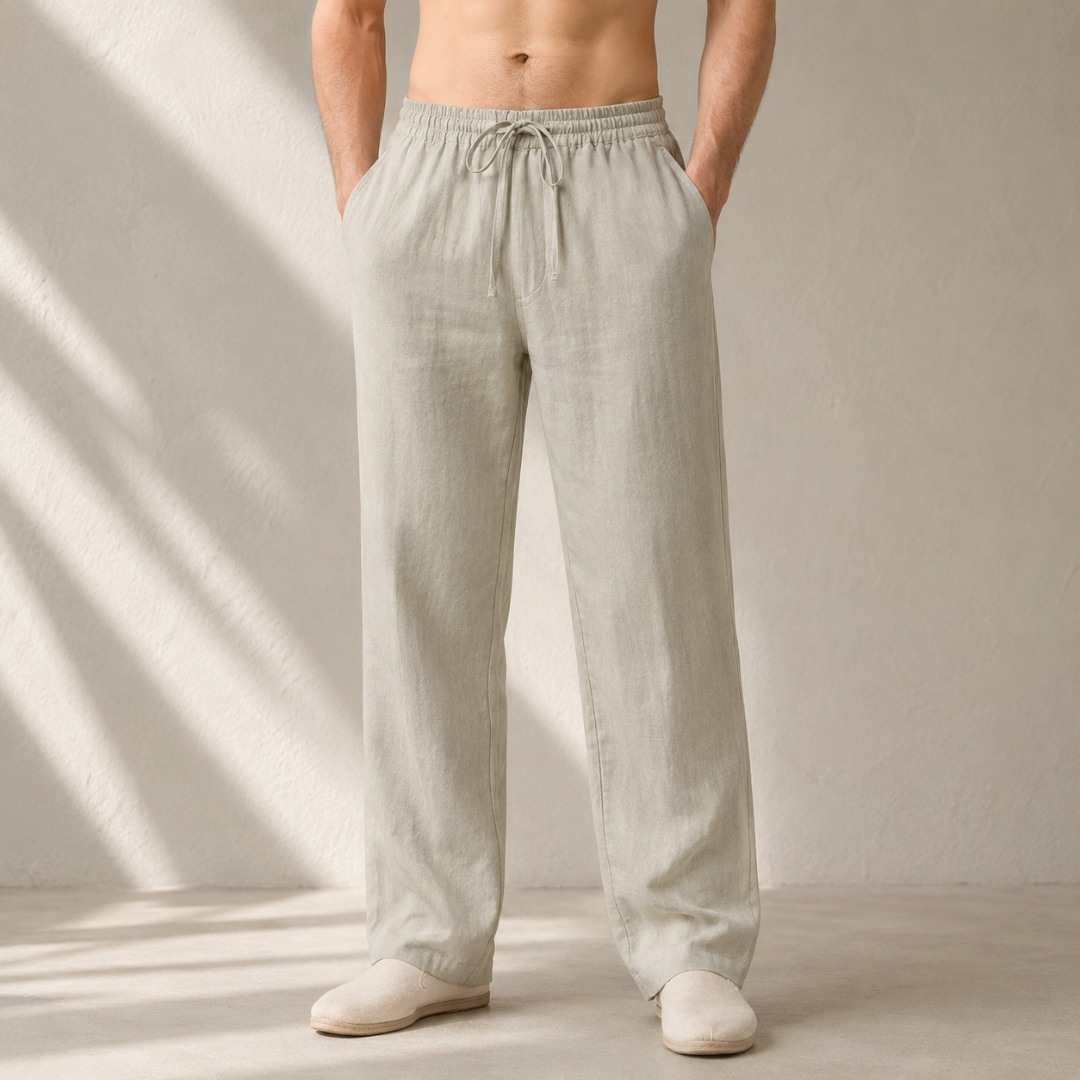 Men's Cotton Linen Pants | Loose Beach Trousers | Relaxed Wide Leg Pants | Casual Summer Bottoms | Resort Vacation Wear