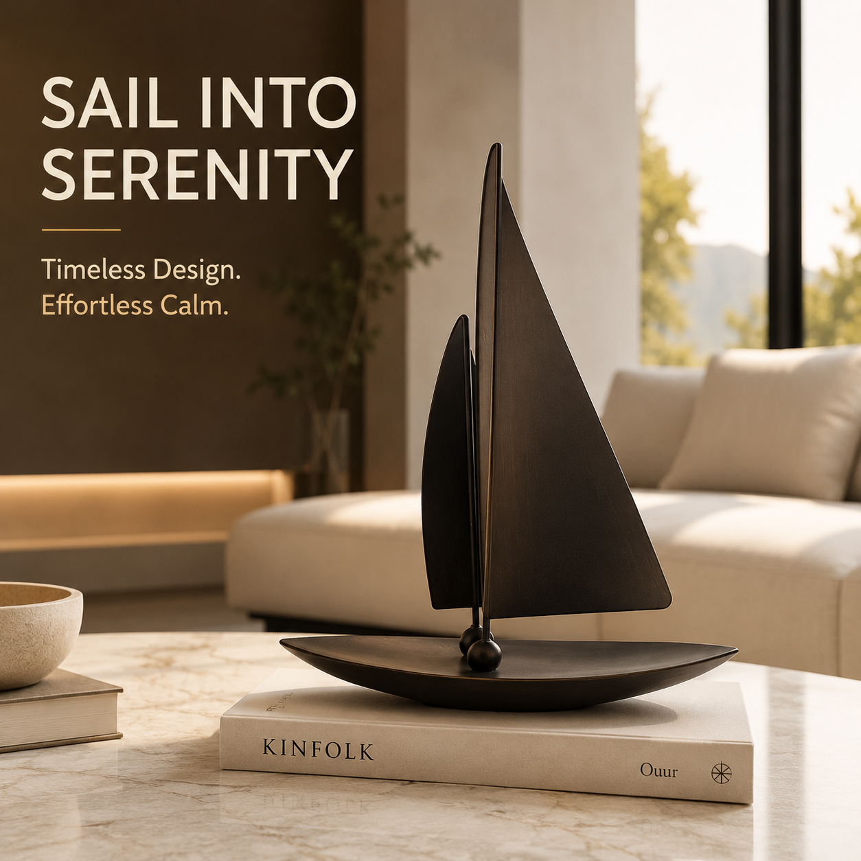 Resin Sailing Boat Statue | Ship Figurine for Shelf Table Mantel Nautical Home Decor Gift