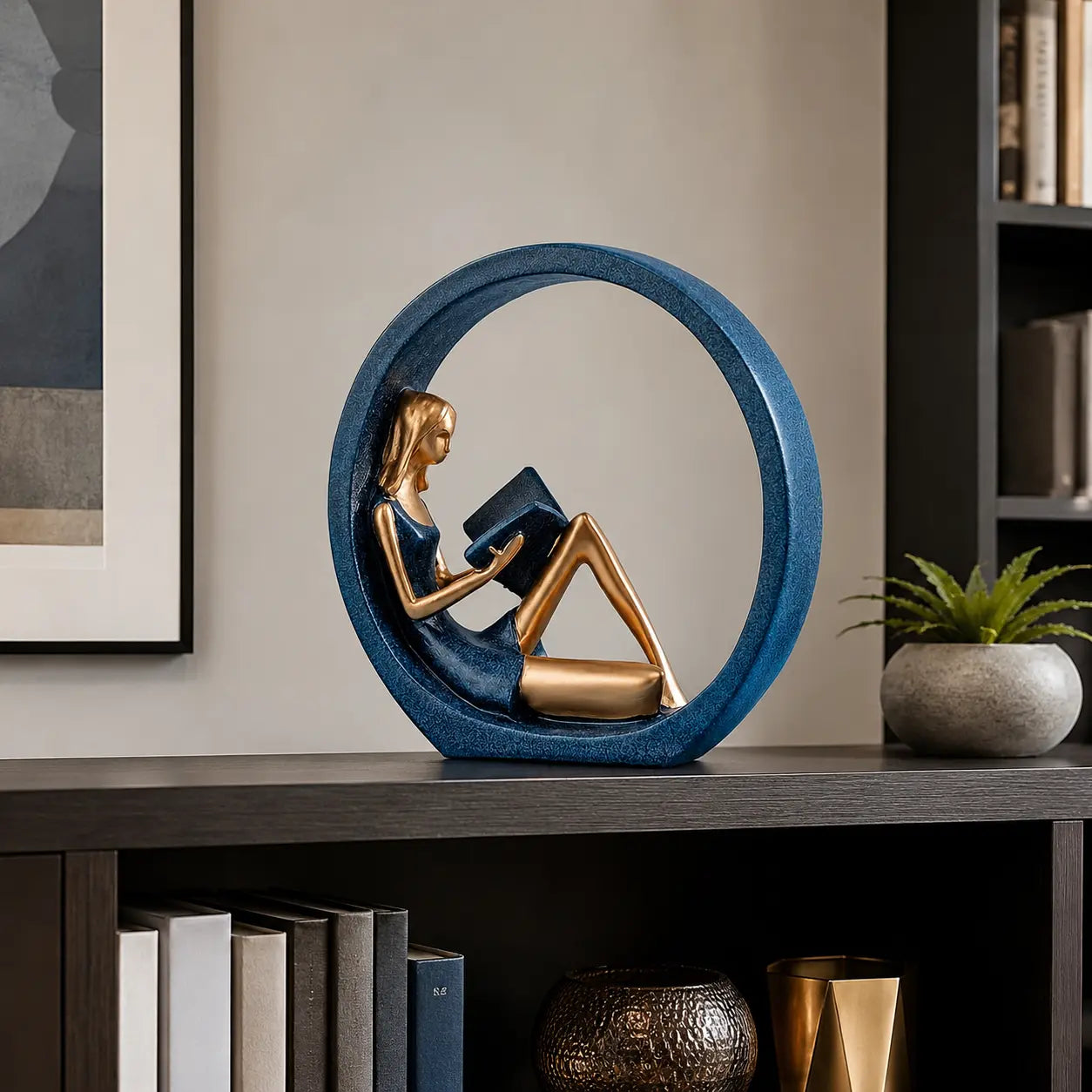 Reading Girl Sculpture | Literary Desk Ornament | Modern Shelf Decor | Study Room Accent | Living Room Book Lover Gift Jumartins
