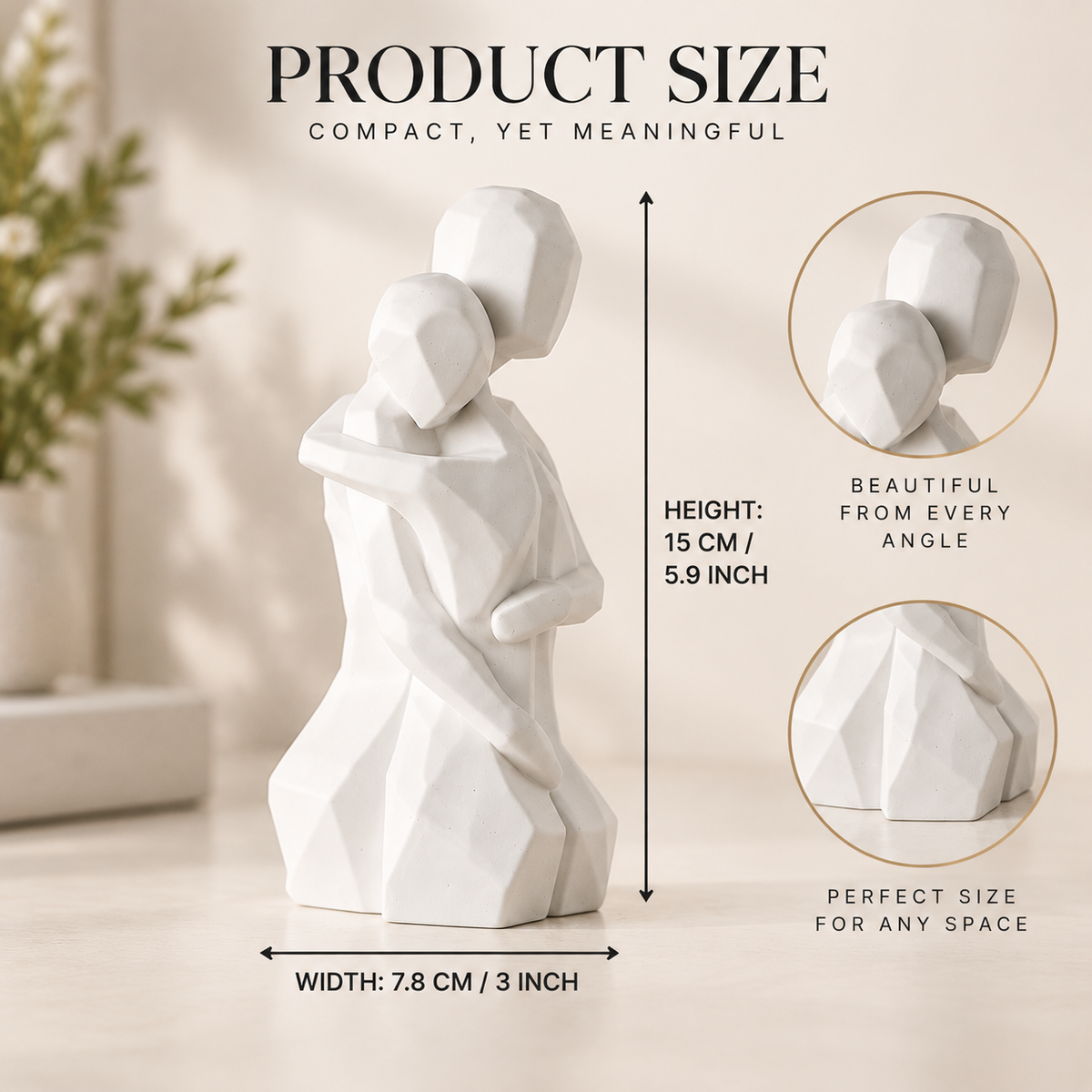 Couple Hug Sculpture | Romantic Love Figurine Home Decor | Meaningful Gift For Couples Anniversary Wedding Living Room