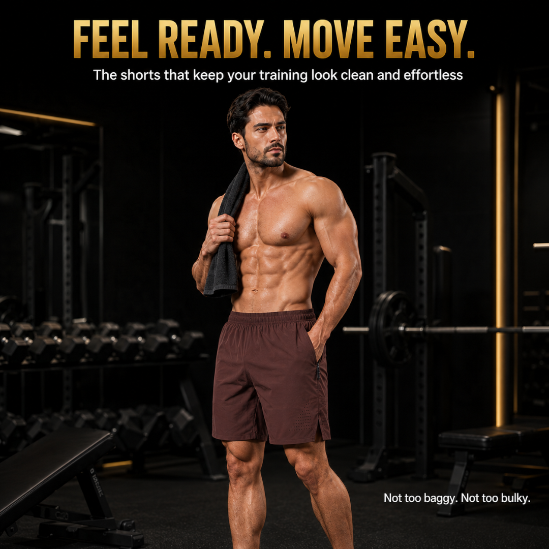 Men’s Gym Shorts | Lightweight Training Bottoms | Elastic Waist Running Wear | Side Pocket Workout Shorts | Fitness Bottom