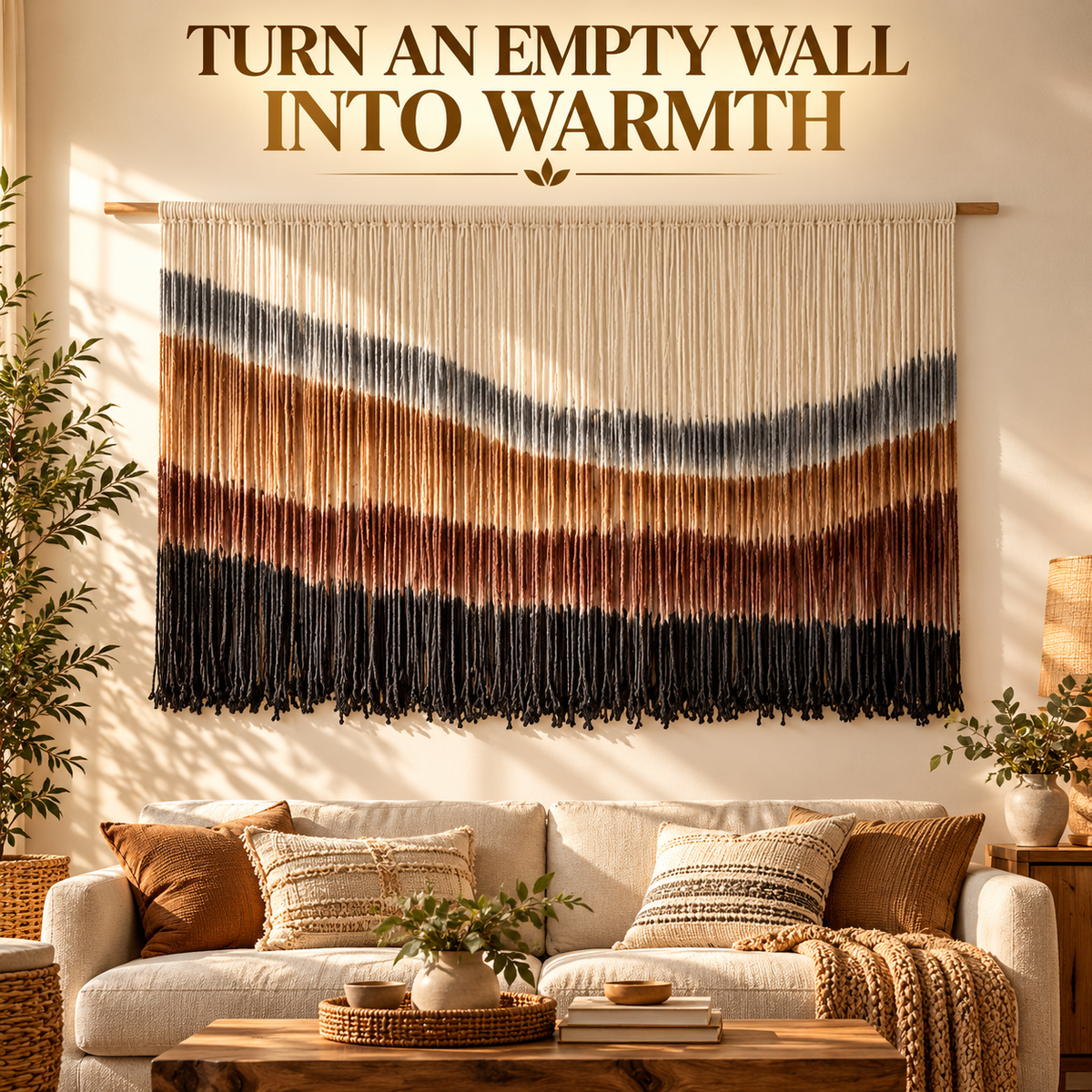 Macrame Wall Art Hand Knotted Tapestry | Earthy Boho Wall Hanging | Living Room Bedroom Home Decor