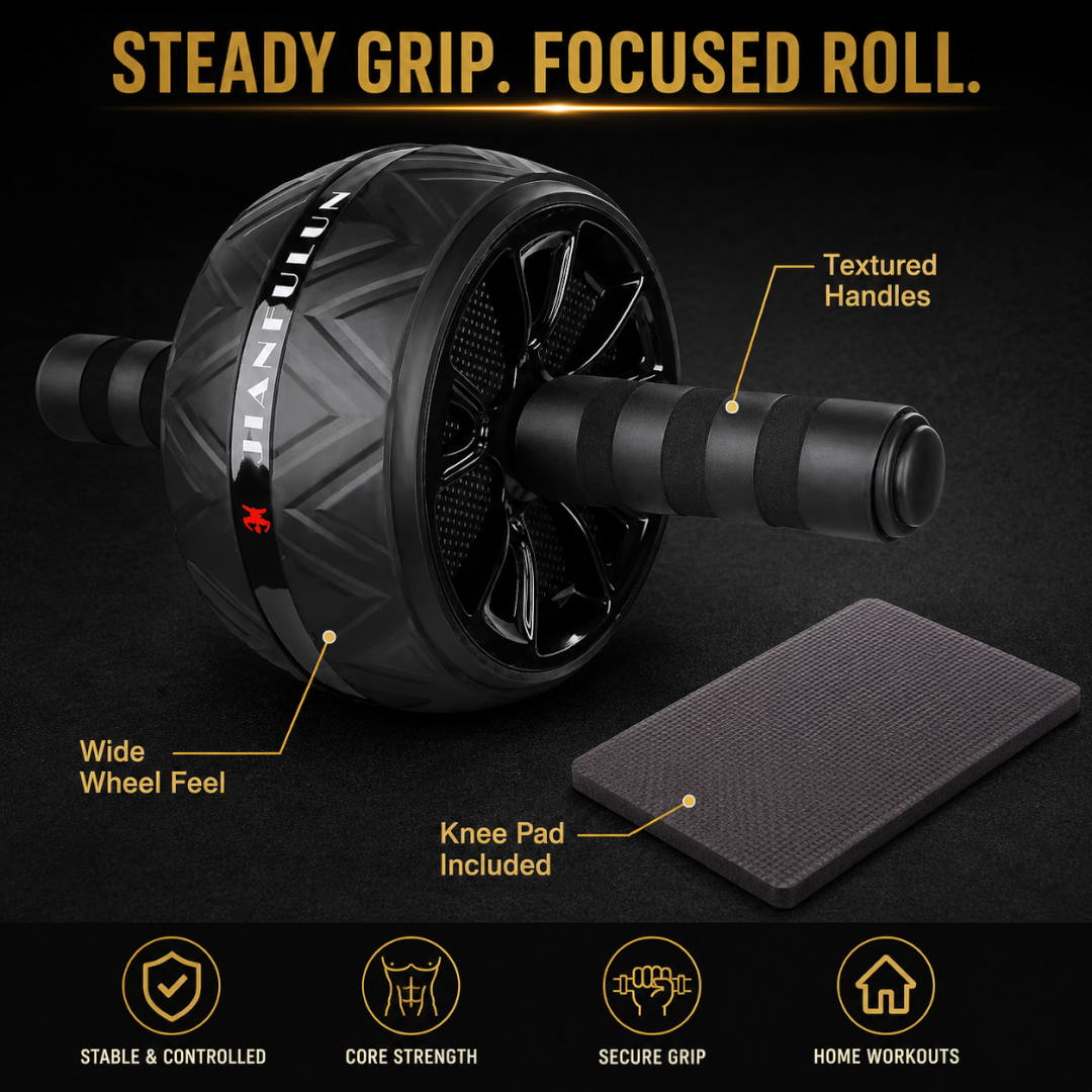 Ab Roller Wheel | Core Workout Trainer | Non Slip Fitness Wheel | Home Gym Ab Exercise Equipment | Compact Training Tool