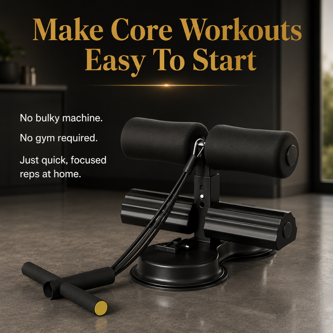 Sit Up Bar with Suction Cup | Ankle Support Home Ab Workout Aid | Core Trainer for Floor Exercise | Indoor Gym Helper