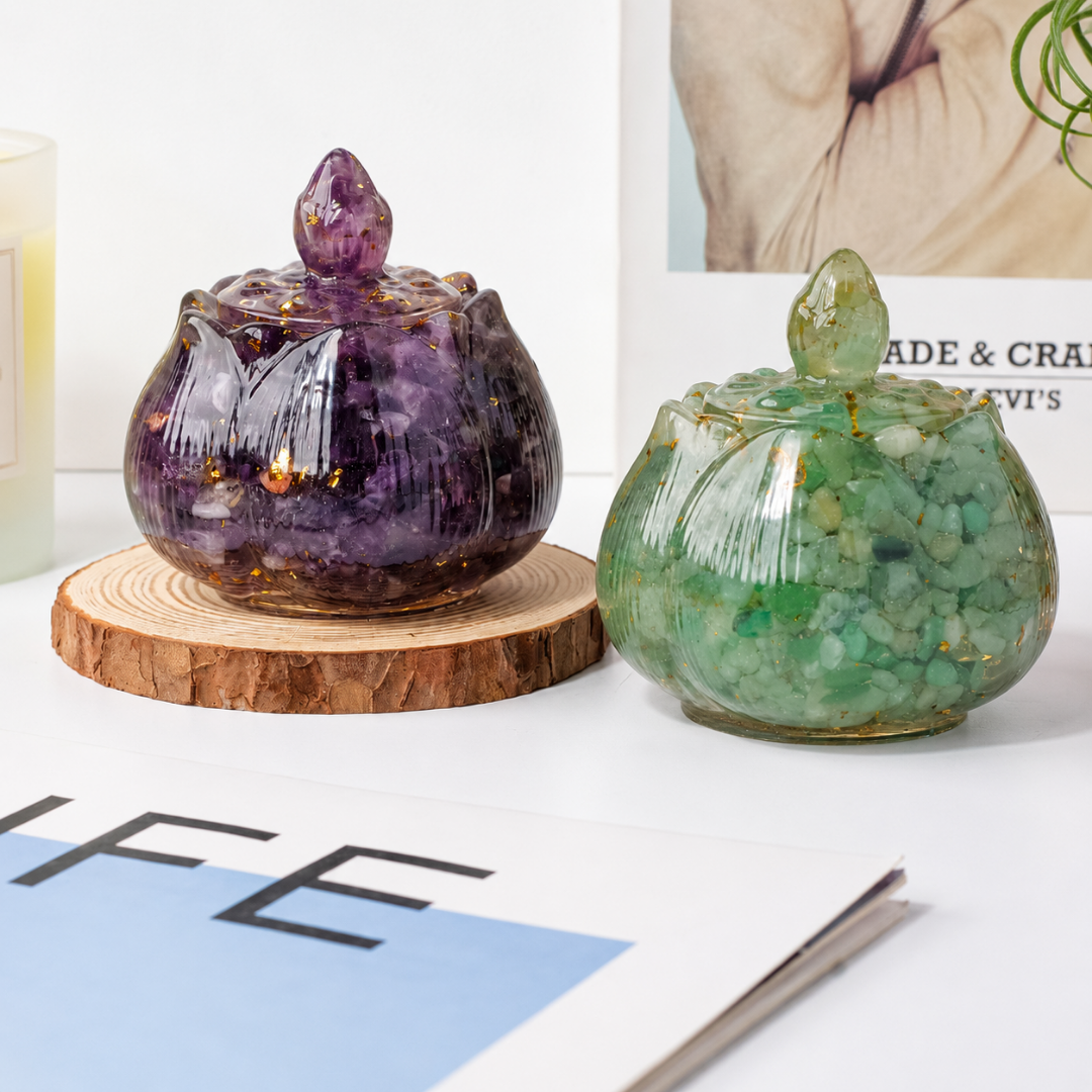 Crystal Healing Stone Bowl – Resin Meditation & Energy Decor