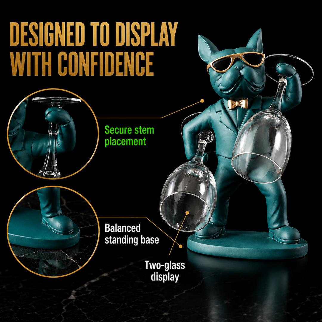 Frenchie Dog Wine Glass Stand – Modern Resin Home Decoration