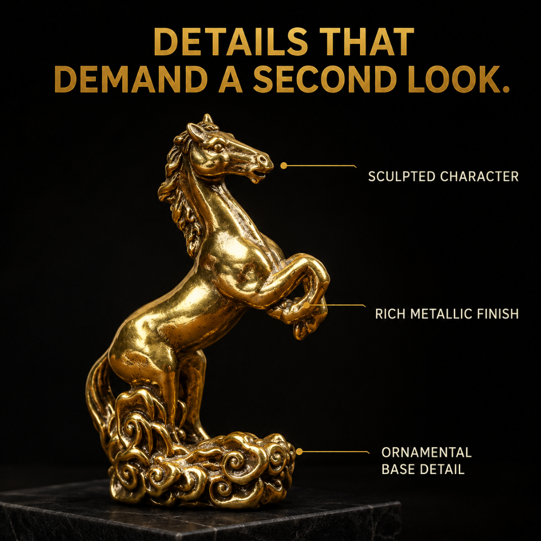 Brass Horse Statue – Chinese Zodiac Desktop Sculpture for Home Decor