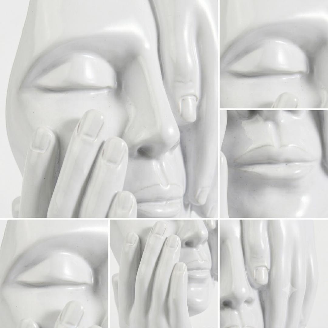 Nordic Resin Abstract Face Statue, Modern Desktop Sculpture Figurine for Office Shelf, Home Decor Accent Gift