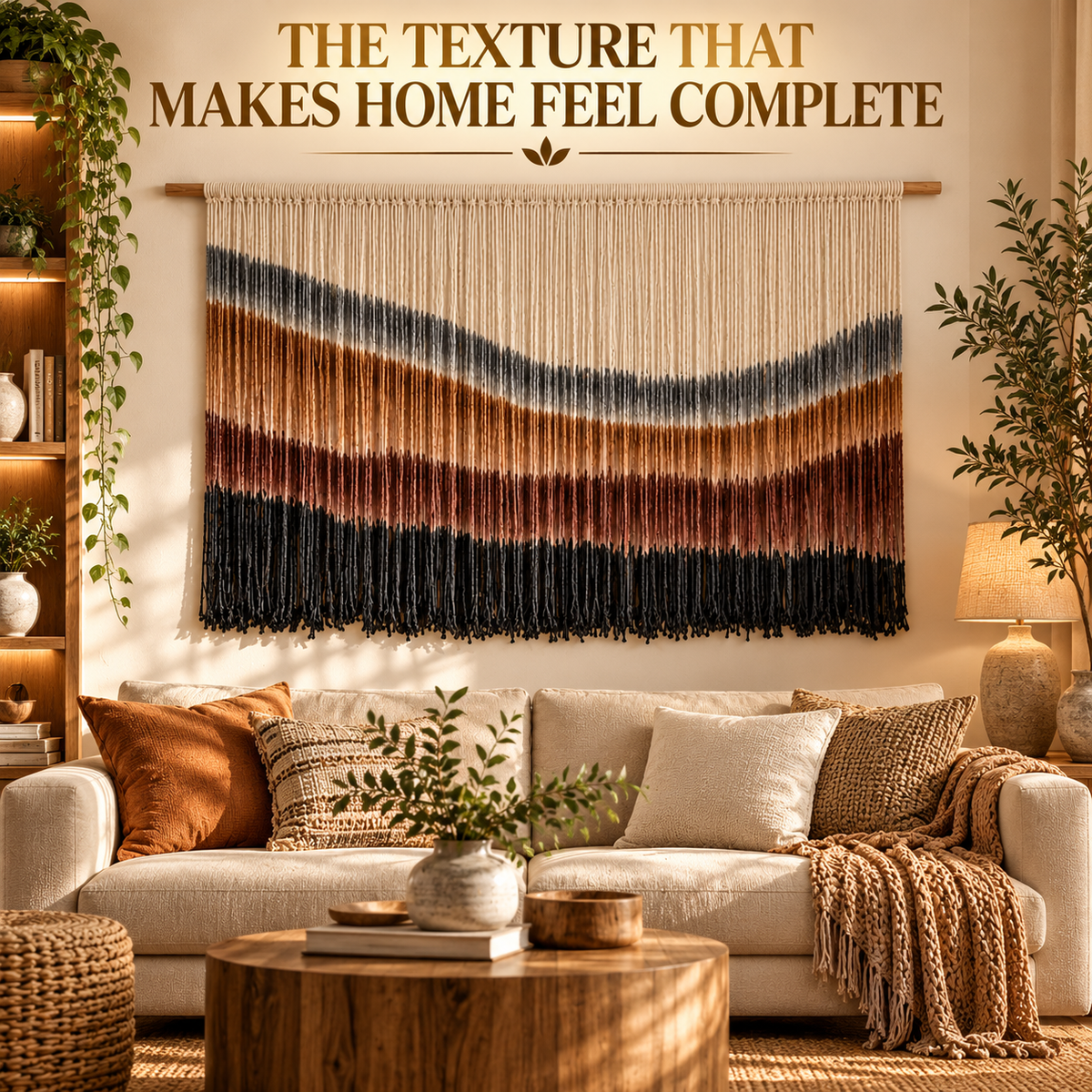 Macrame Wall Art Hand Knotted Tapestry | Earthy Boho Wall Hanging | Living Room Bedroom Home Decor