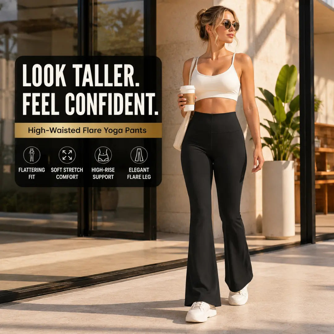 Naked High Waisted Pants | Waist Cinching Fit | Hip Lifting Yoga Pants | Elastic Bell Bottom Pants Jumartins