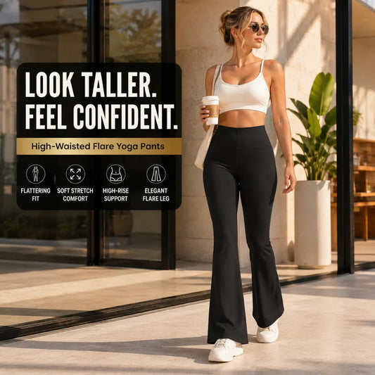 Naked High Waisted Pants | Waist Cinching Fit | Hip Lifting Yoga Pants | Elastic Bell Bottom Pants Jumartins