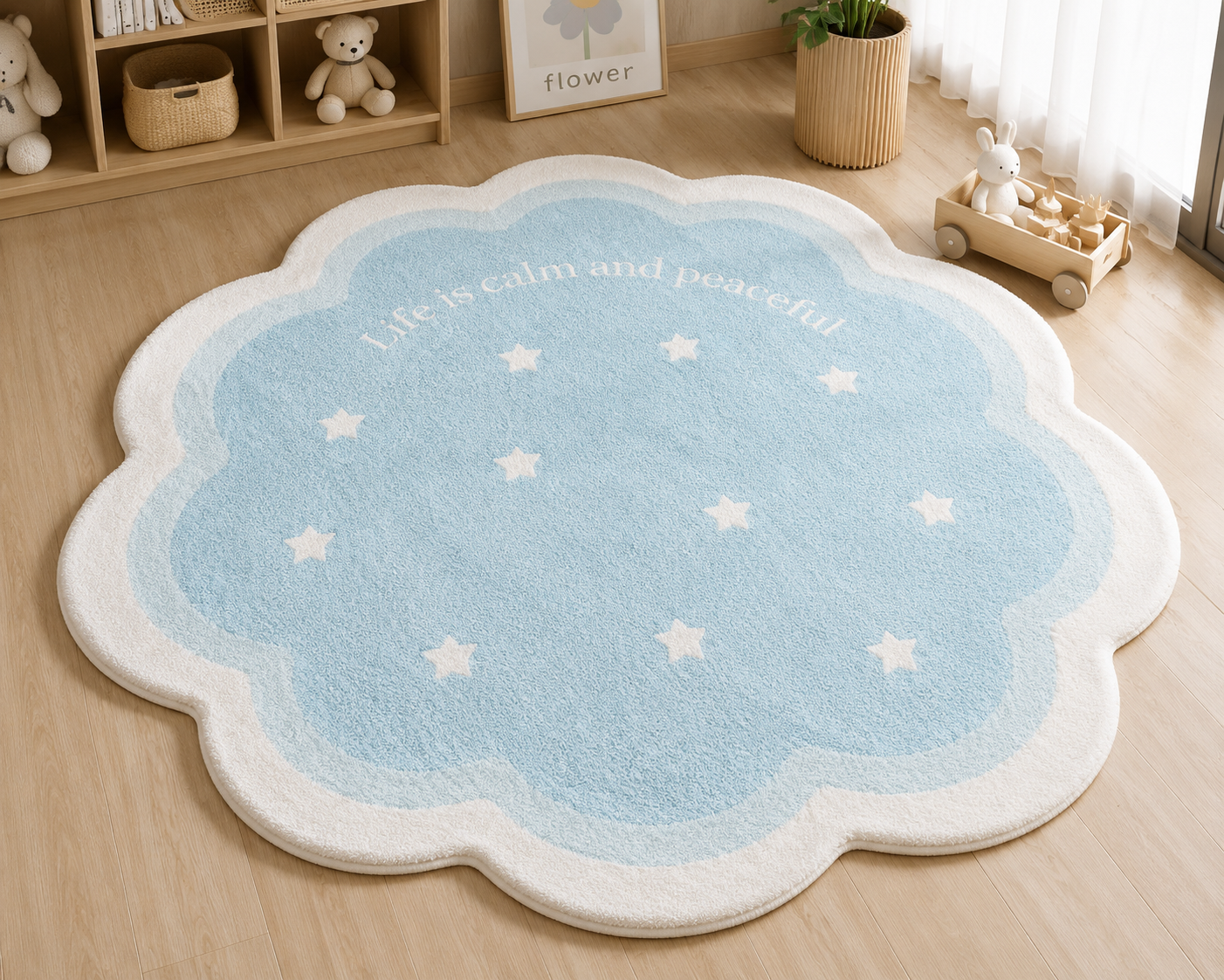 Flower Shaped Area Rug | Soft Plush Bedroom Carpet | Cute Floral Floor Mat | Cozy Living Room Decor | Irregular Home Accent