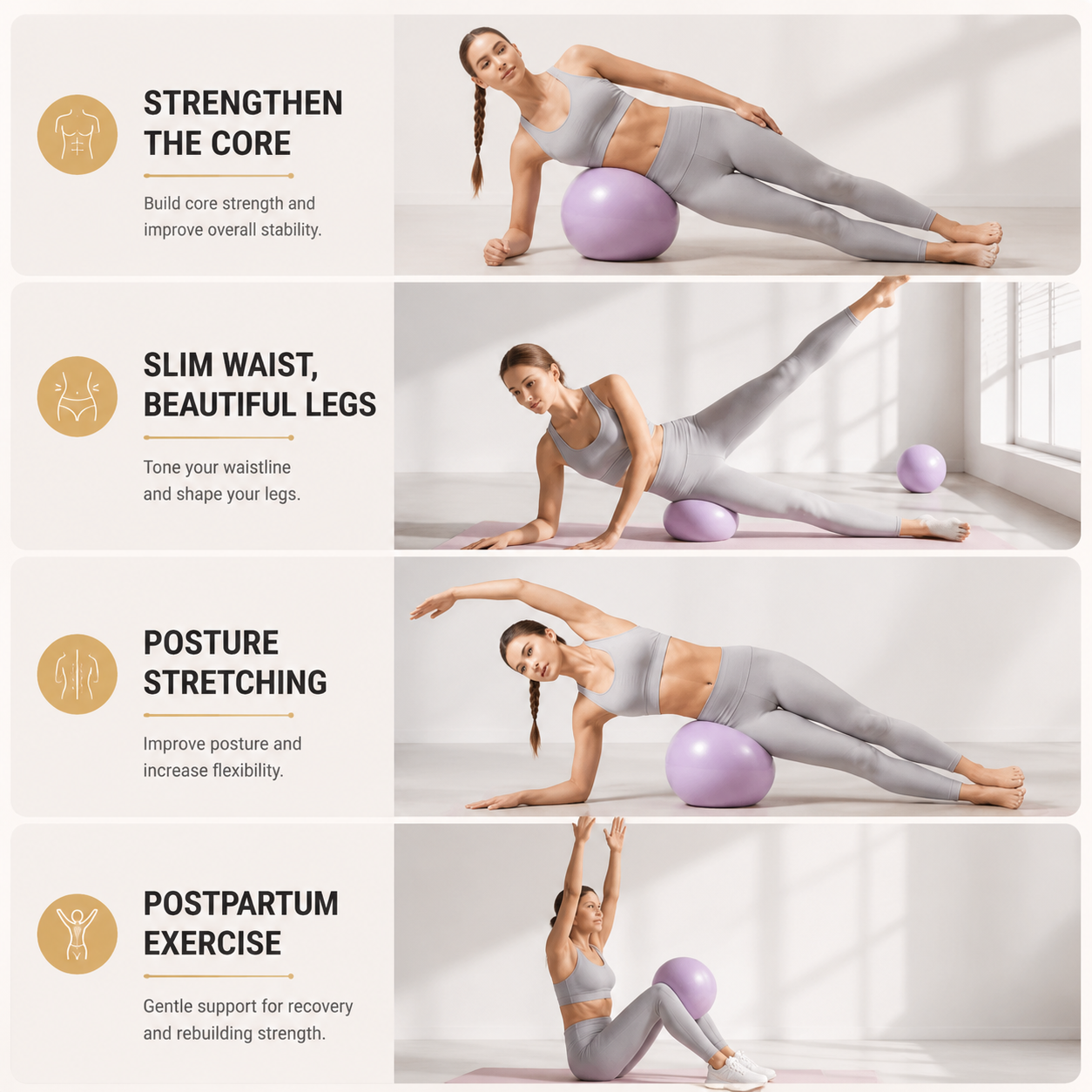 Mini Pilates Fitness Ball | Yoga Workout Exercise Ball | Core Balance Training Ball | Leg And Hip Sculpting Exercise