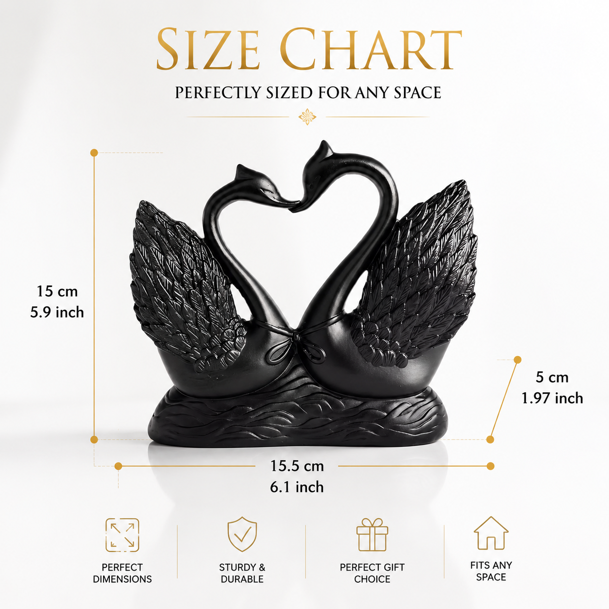 Swan Statue Decor | Resin Swan Sculpture | Love Bird Home Ornament | Elegant Tabletop Decoration | Modern Romantic Interior Accent