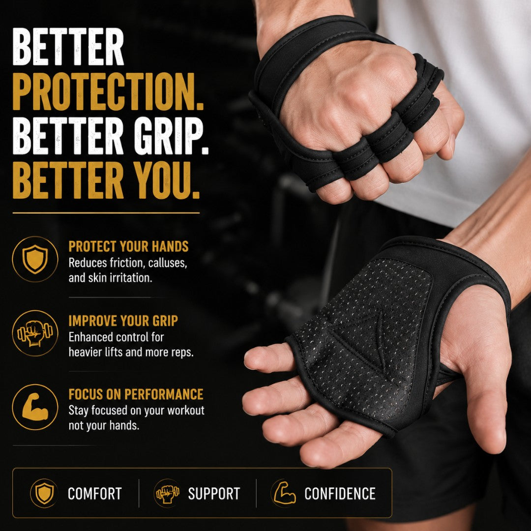 Women Weightlifting Gloves Half Palm Grip Support | Gym Fitness Workout Hand Protector | Non Slip Lifting Gloves