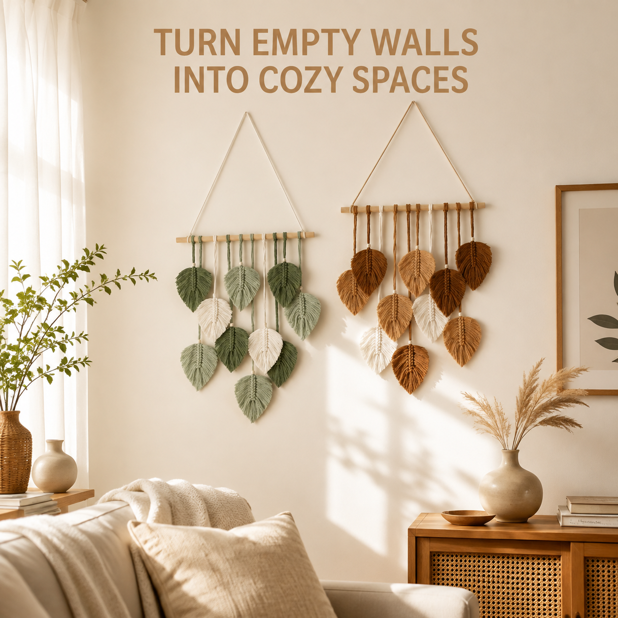 Leaf Macrame Wall Hanging | Boho Wall Tapestry Decor | Handmade Style Home Accent | Living Room Wall Decoration | Aesthetic Gift Idea