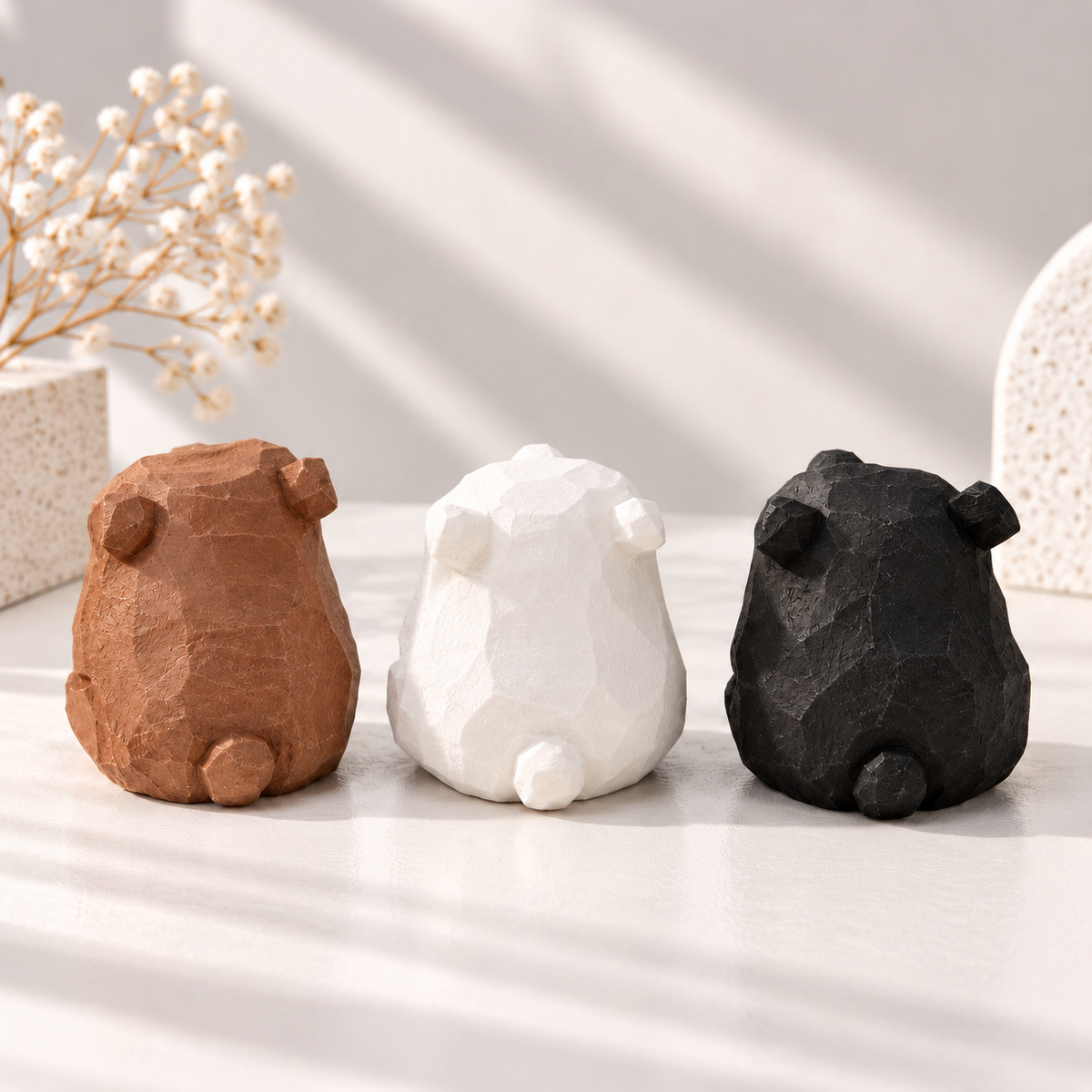 Mini Wooden Bear Figurine | Small Bear Decor Sculpture | Animal Figurine Home Accent | Desk Shelf Decorative Art | Cute Gift Idea