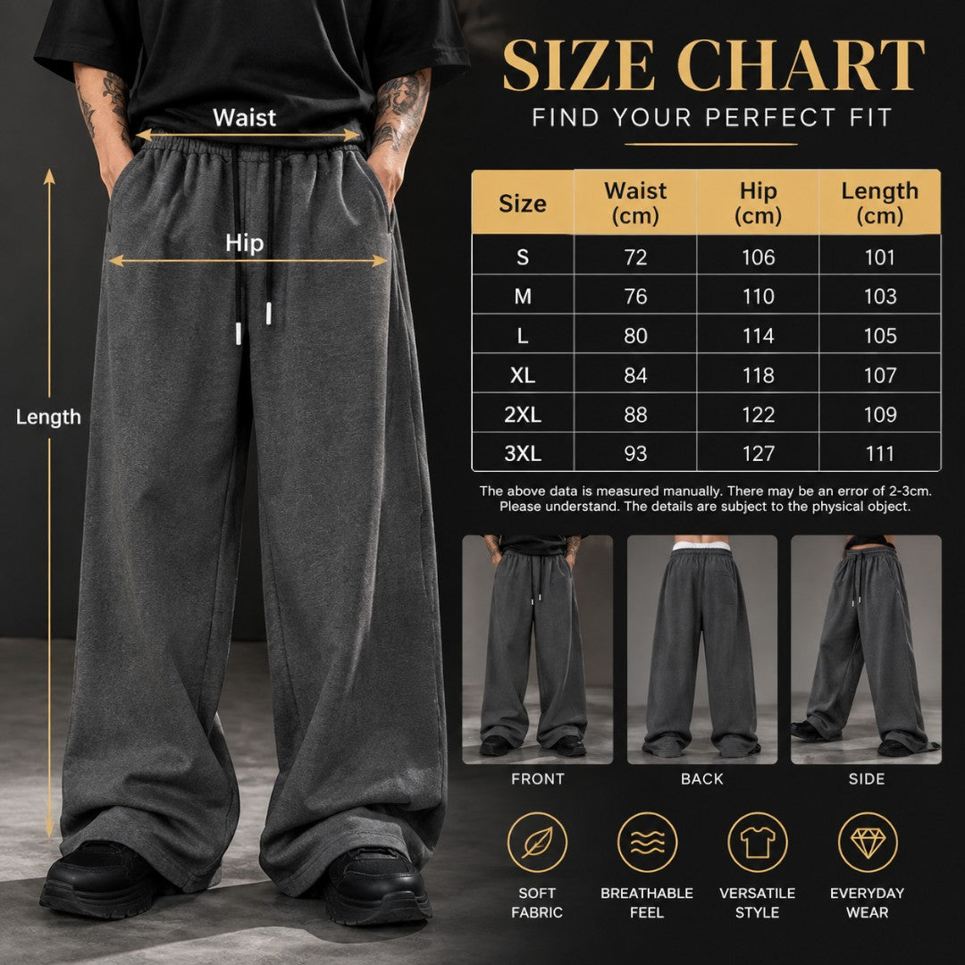Wide Leg Sweatpants for Men & Women | Loose Fit Drawstring Casual Pants | Oversized Streetwear Jogger Style Everyday Trousers