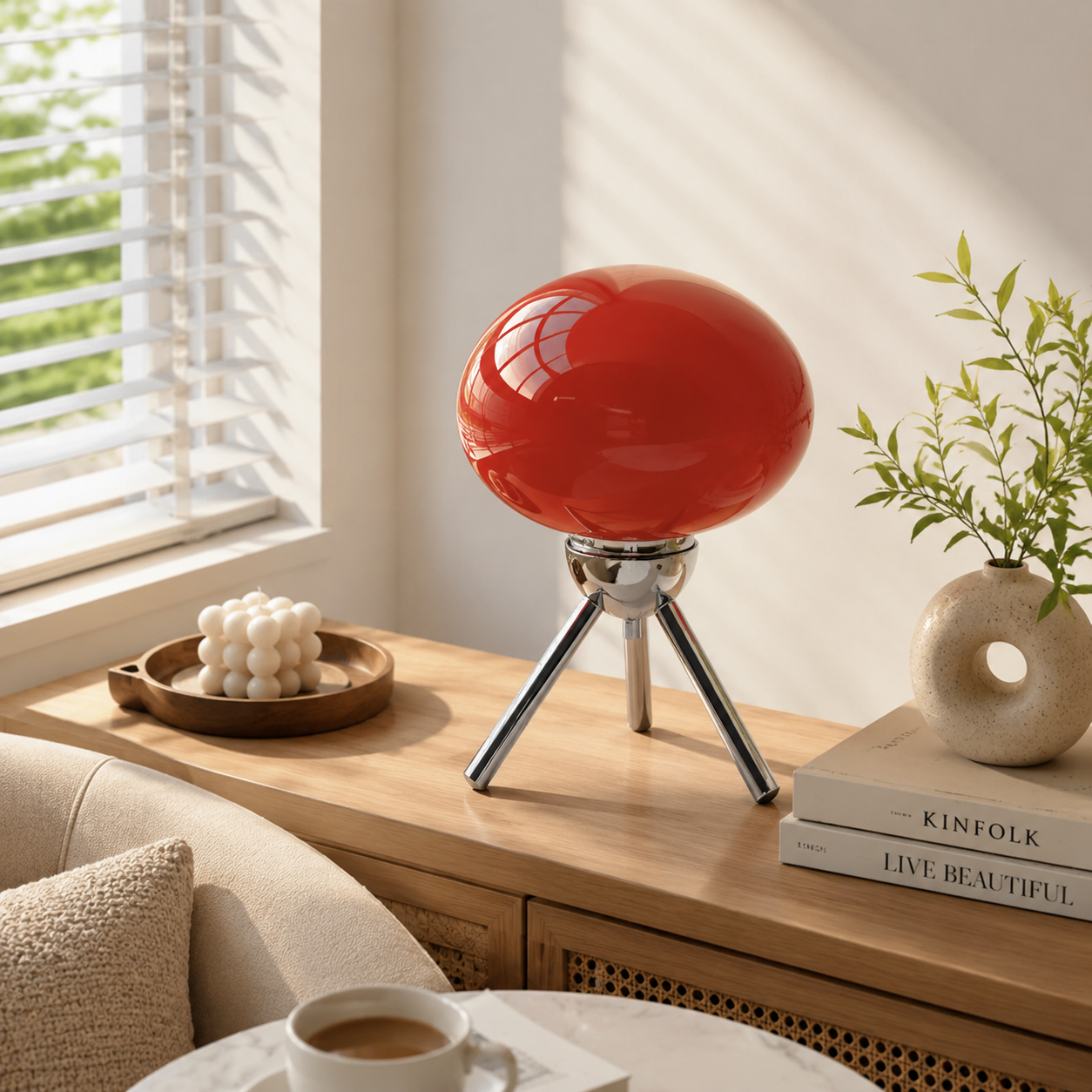 Mushroom Table Lamp | Glass Bedside Light | Nordic Modern Decor Lamp | Retro Style Ambient Lighting | Bedroom Home Accent