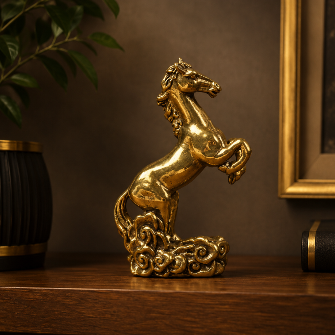 Brass Horse Statue – Chinese Zodiac Desktop Sculpture for Home Decor